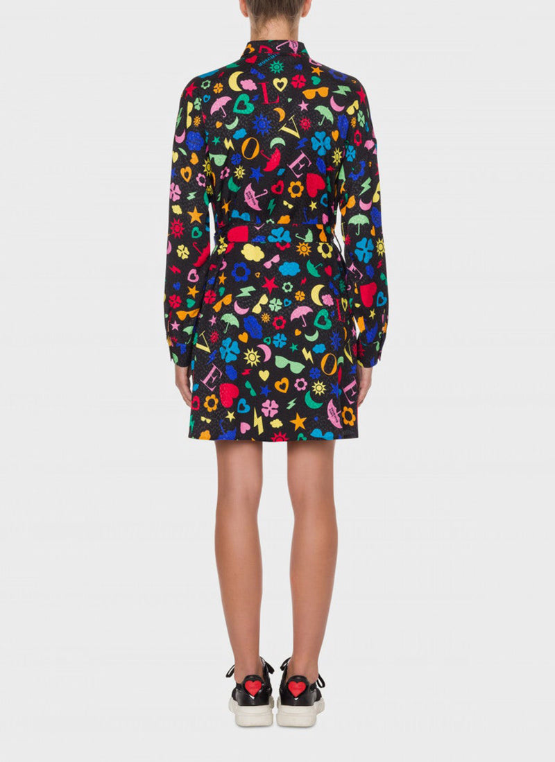 Moschino - Vestido Camisero Con Símbolos - Multicolor - Mujer