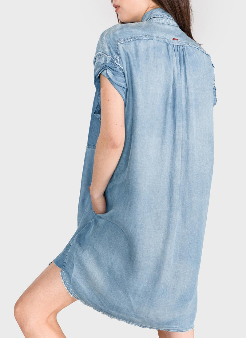 Replay - Robe Chemise En Denim - Medium Blue - Femme