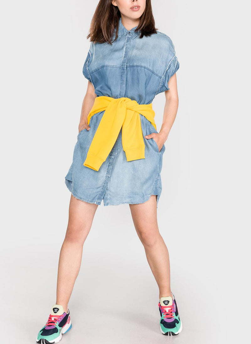 Replay - Robe Chemise En Denim - Medium Blue - Femme