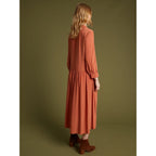 Vestido camisero largo - Ladrillo - Mujer