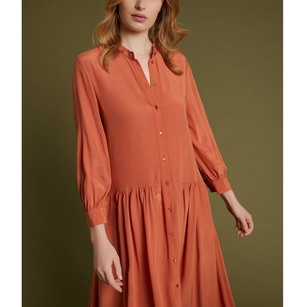 Vestido camisero largo - Ladrillo - Mujer