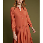 Vestido camisero largo - Ladrillo - Mujer