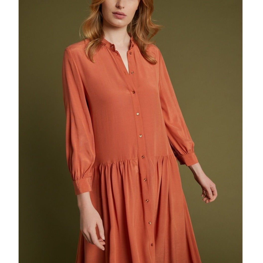 Vestido camisero largo - Ladrillo - Mujer