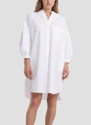 Replay - Robe Chemise Manches Ballon - White - Femme