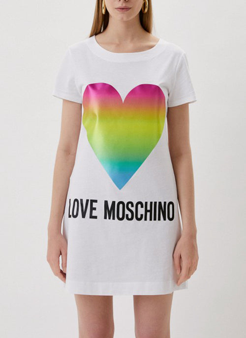 Moschino - Robe Coeur Arc-En-Ciel - Optical White - Femme