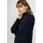 Zoela Roll-Neck Dress Navy, 100% Cashmere, 2-Ply, Jersey - Women