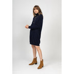 Zoela Roll-Neck Dress Navy, 100% Cashmere, 2-Ply, Jersey - Women