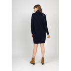 Zoela Roll-Neck Dress Navy, 100% Cashmere, 2-Ply, Jersey - Women