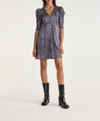 The Kooples - Short Navy Blue Silk Print Dress - Women