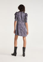 The Kooples - Short Navy Blue Silk Print Dress - Women