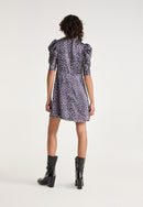 The Kooples - Vestido Corto Estampado Seda Azul Marino - Mujer