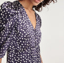 The Kooples - Vestido Corto Estampado Seda Azul Marino - Mujer