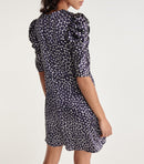 The Kooples - Vestido Corto Estampado Seda Azul Marino - Mujer