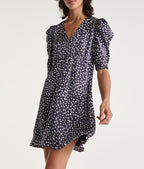 The Kooples - Short Navy Blue Silk Print Dress - Women
