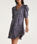 The Kooples - Vestido Corto Estampado Seda Azul Marino - Mujer
