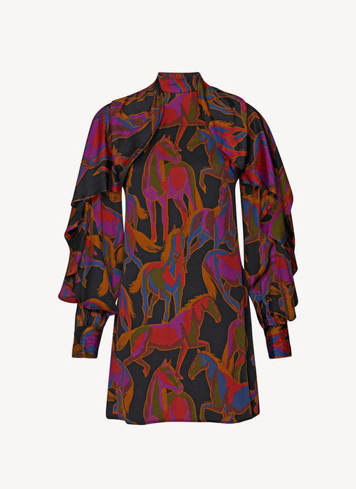 Farm Rio - Robe Courte Wild Horses - Noir - Femme