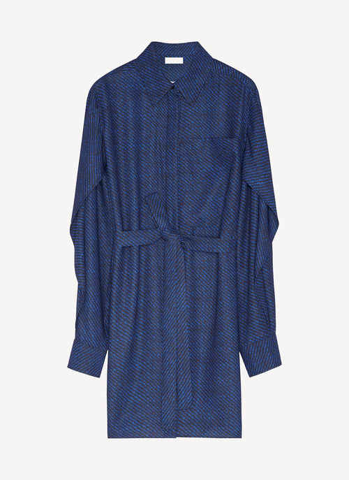 Nina Ricci - Robe Ceinturée - Noir/Bleu - Femme