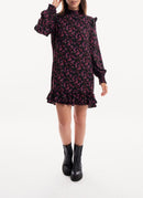 Replay - Robe Courte Imprimé Fleuri - Dark Blue Fuxia Violet - Femme