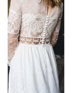 Abito Da Sposa Folk Con Volant - Bianco Seta