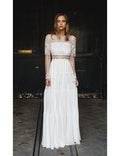 Abito Da Sposa Folk Con Volant - Bianco Seta