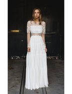 Abito Da Sposa Folk Con Volant - Bianco Seta