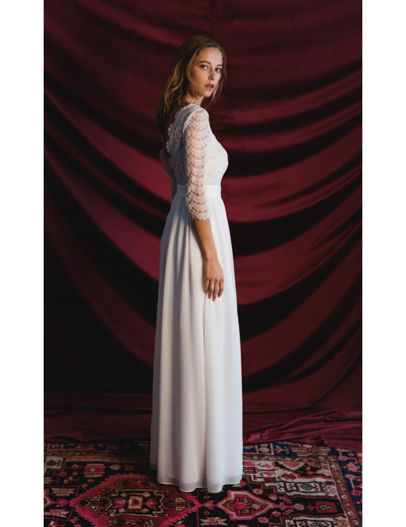 Robe Longue Joséphine - Blanc Soie