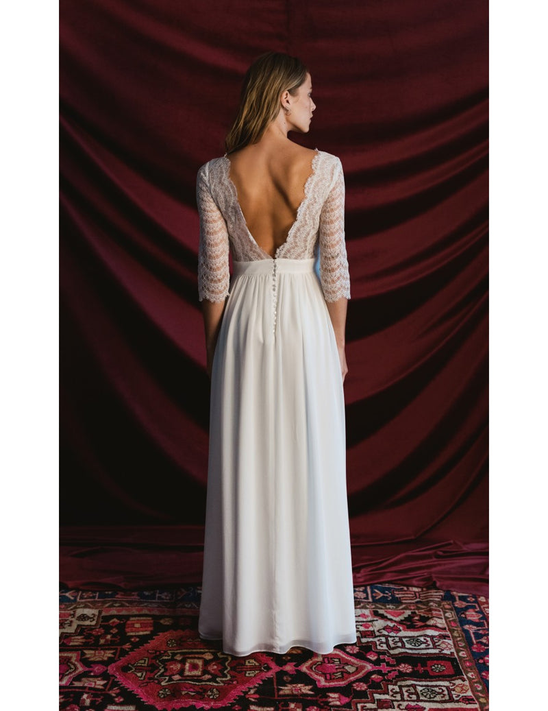 Robe Longue Joséphine - Blanc Soie