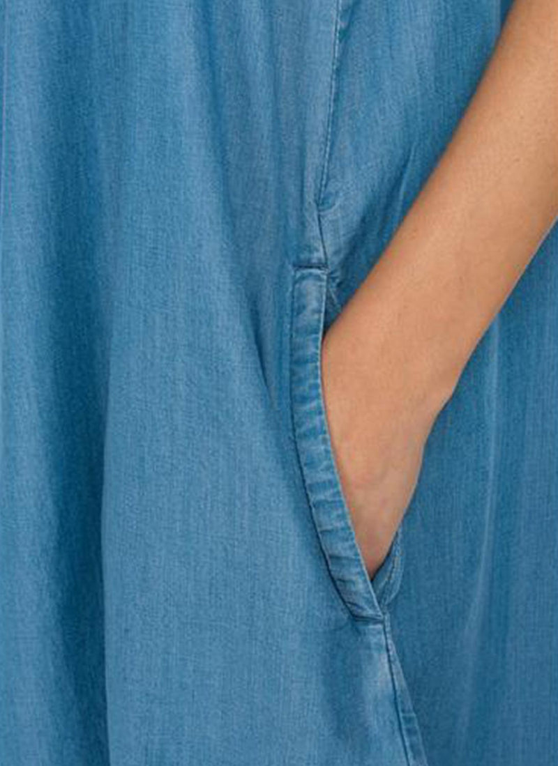 Replay - Robe En Denim À Fines Bretelles - Medium Blue - Femme