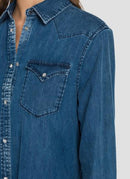 Replay - Robe En Denim Col Classique - Medium Blue - Femme