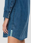 Replay - Robe En Denim Col Classique - Medium Blue - Femme