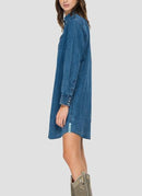 Replay - Robe En Denim Col Classique - Medium Blue - Femme