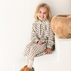 Robe fille imprimée fleurs Ecru