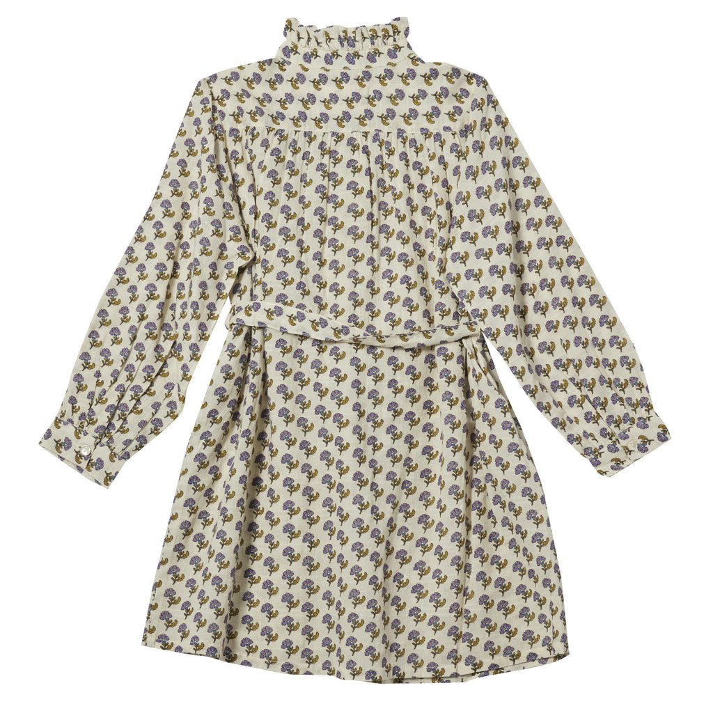 Robe fille imprimée fleurs Ecru