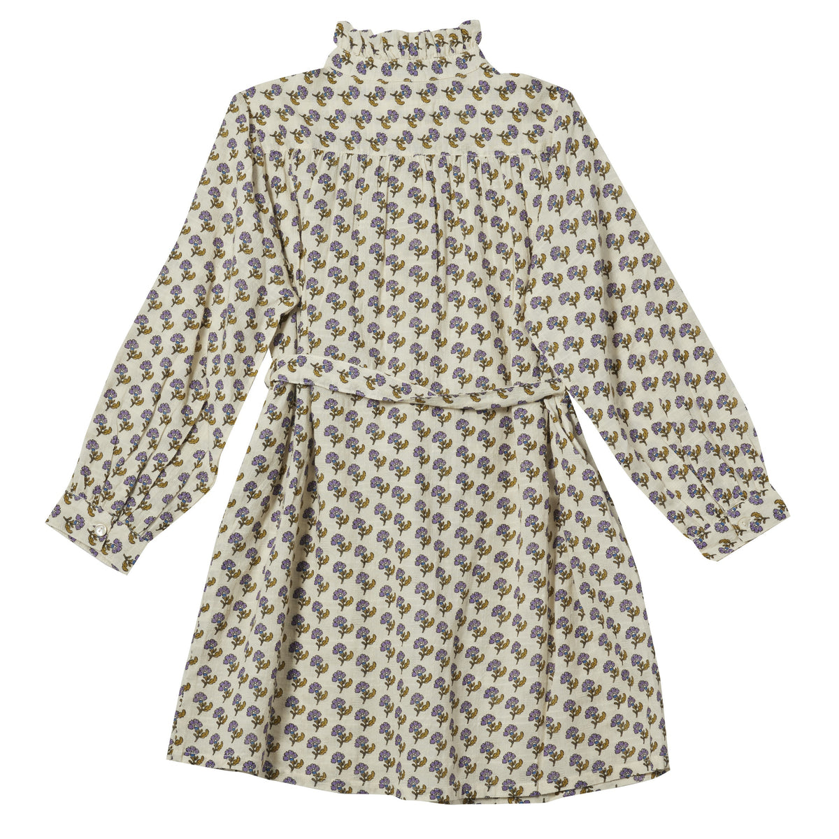 Robe fille imprimée fleurs Ecru