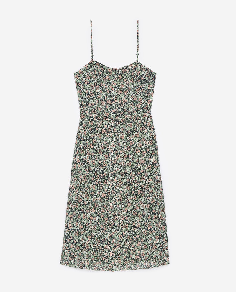 Vestido estampado largo fluido sin mangas - Mujer