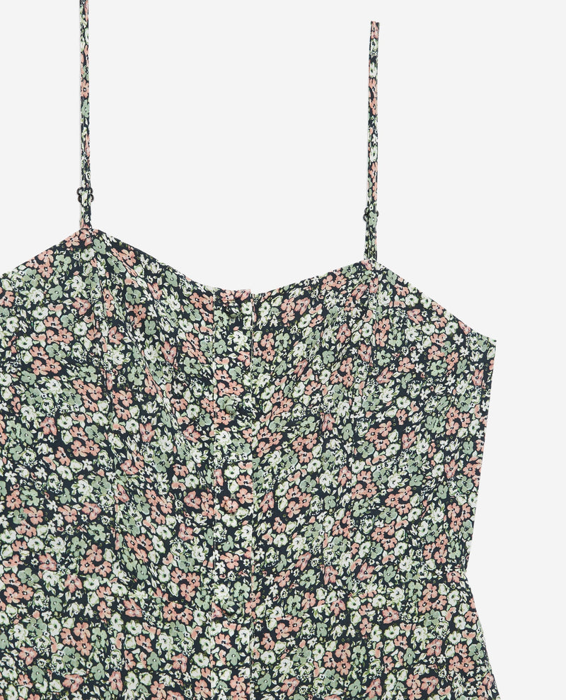 Vestido estampado largo fluido sin mangas - Mujer