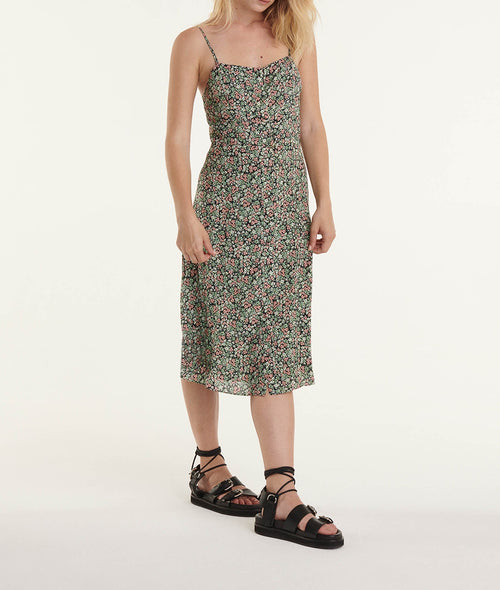 Robe Longue Imprimée Sans Manches Fluide - Femme