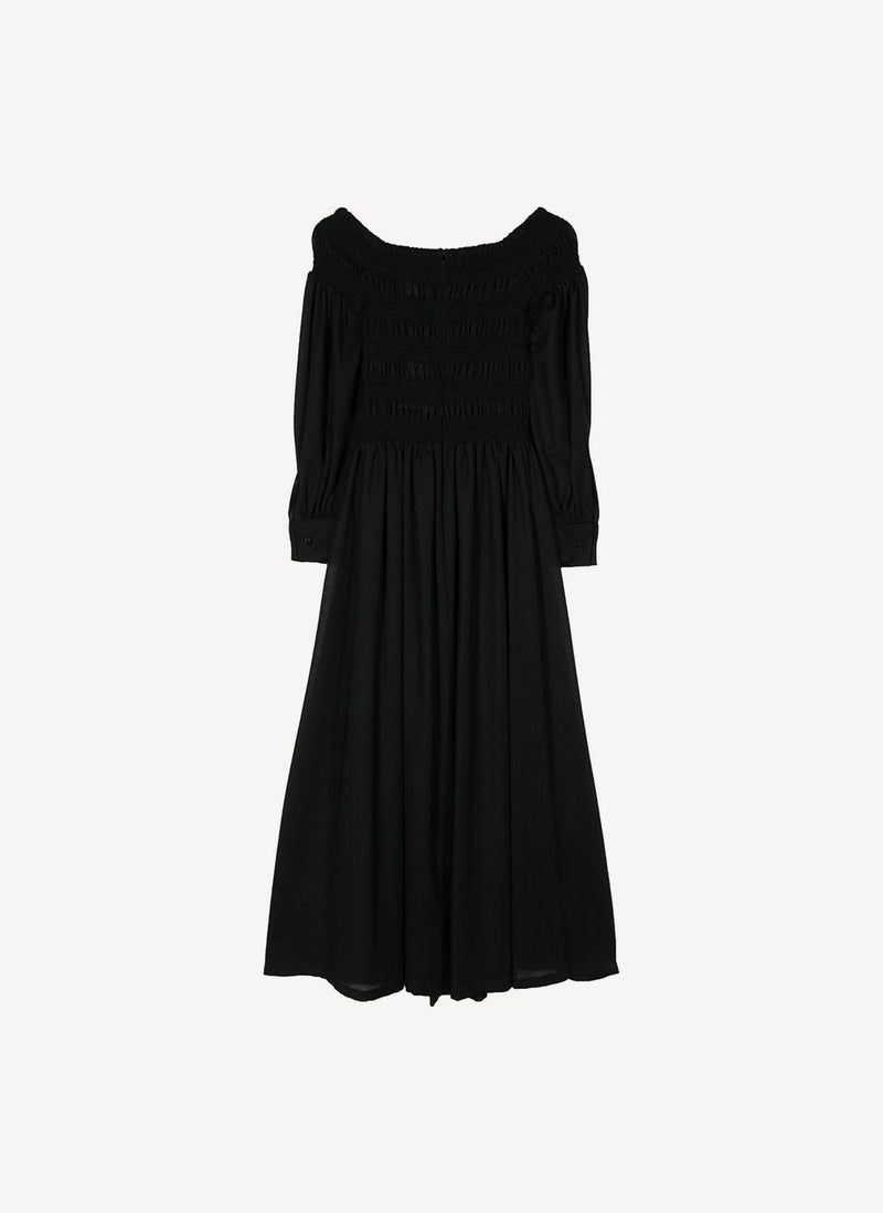 Max Mara - Robe Longue Manu En Laine Épaules Dénudées - Noir - Femme