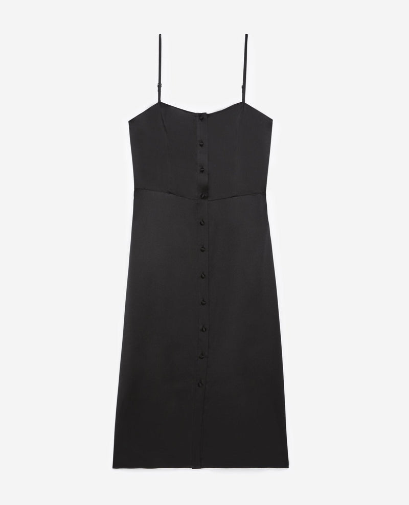 The Kooples - Robe Longue Noire Sans Manches Boutonnée - Femme