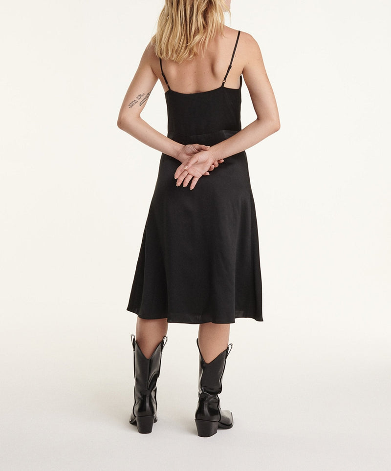 The Kooples - Robe Longue Noire Sans Manches Boutonnée - Femme