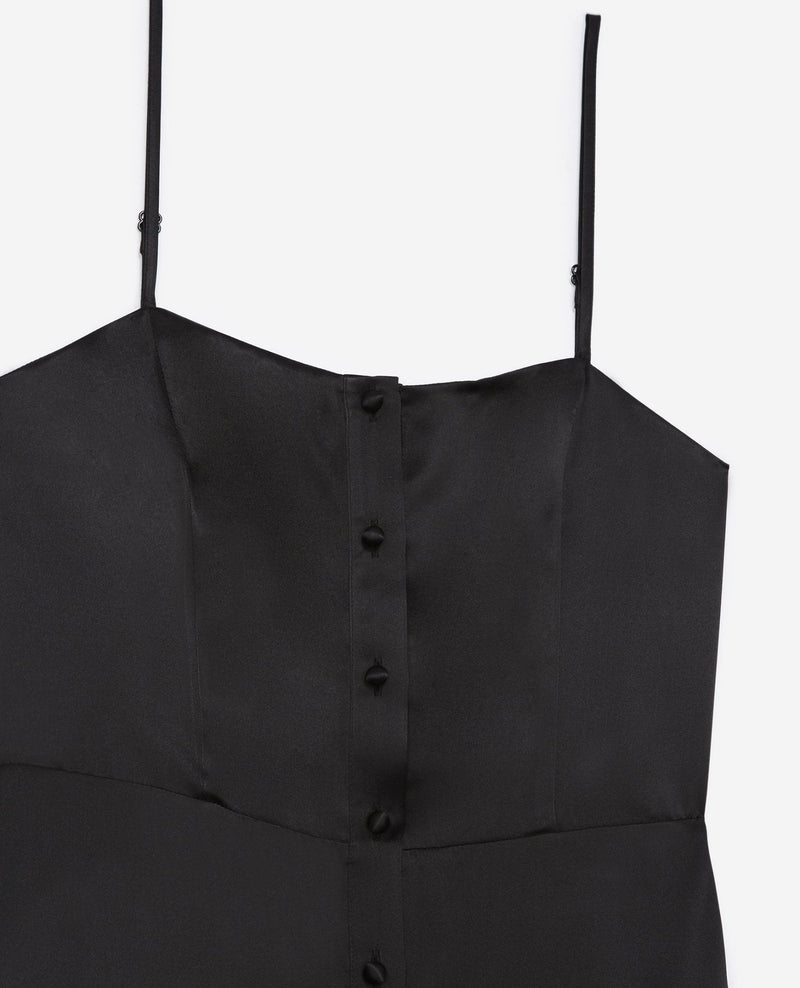 The Kooples - Robe Longue Noire Sans Manches Boutonnée - Femme
