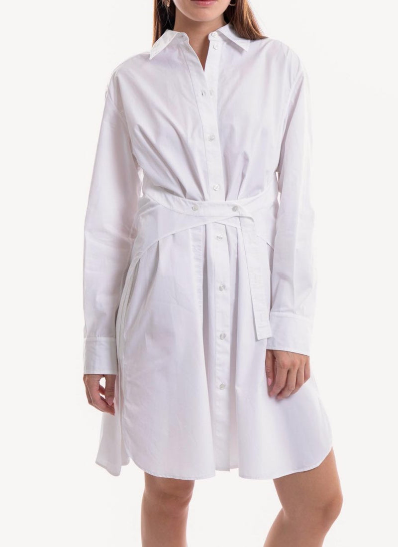 Nina Ricci - Robe Chemise Ceinturée - Blanc - Femme