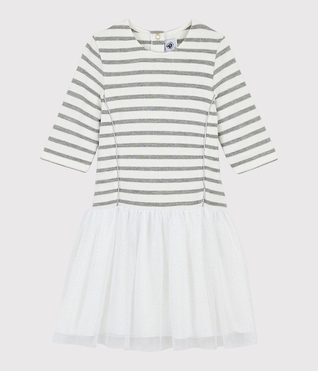 Vestido Mangas Cortas - Marshmallow / Plata - Niña