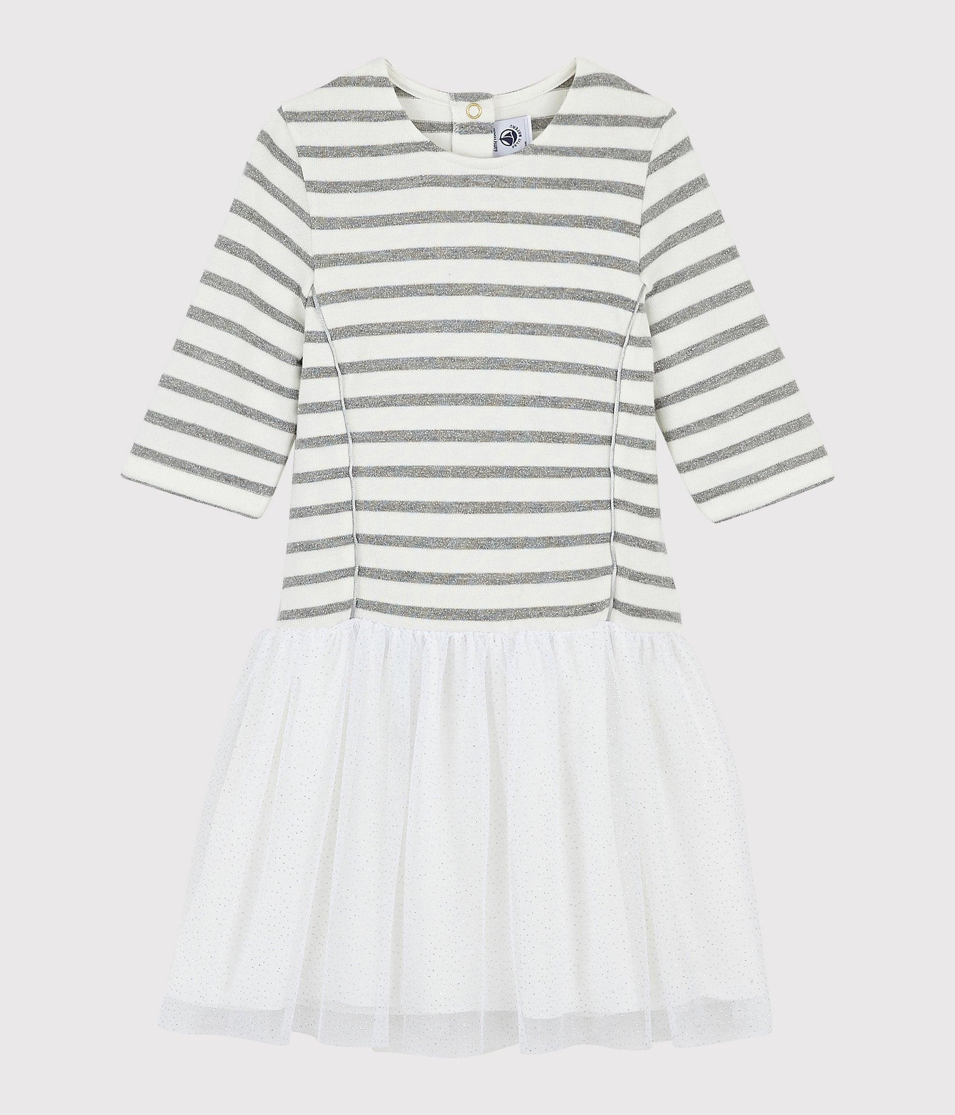 Vestido Mangas Cortas - Marshmallow / Plata - Niña