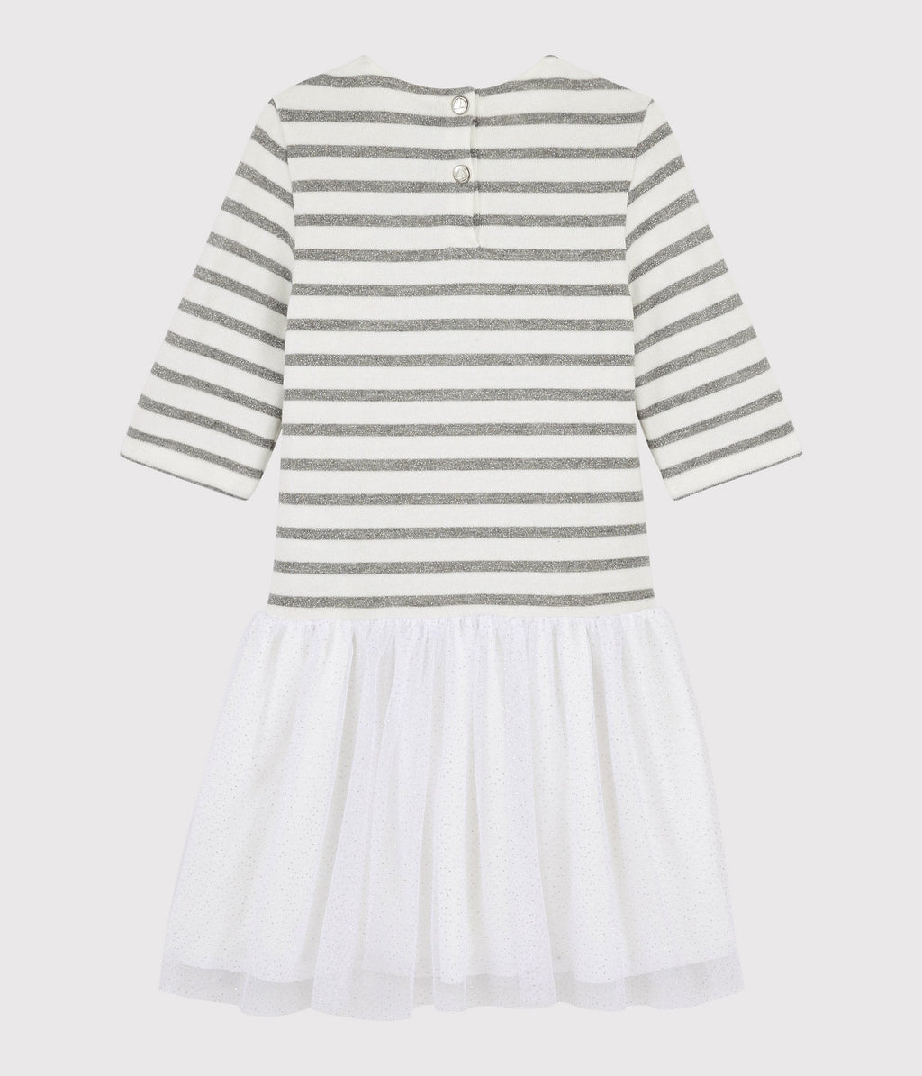 Vestido Mangas Cortas - Marshmallow / Plata - Niña