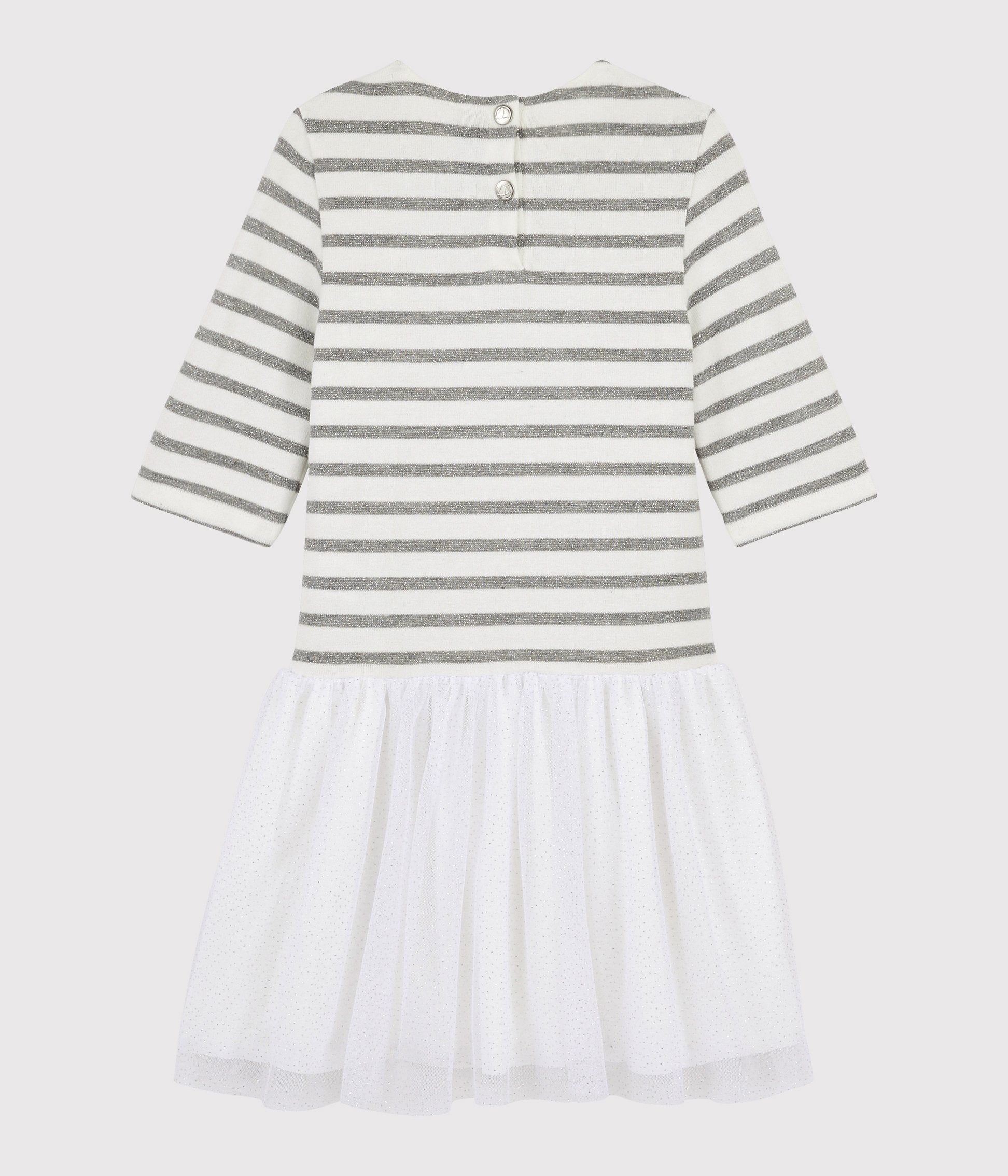 Vestido Mangas Cortas - Marshmallow / Plata - Niña