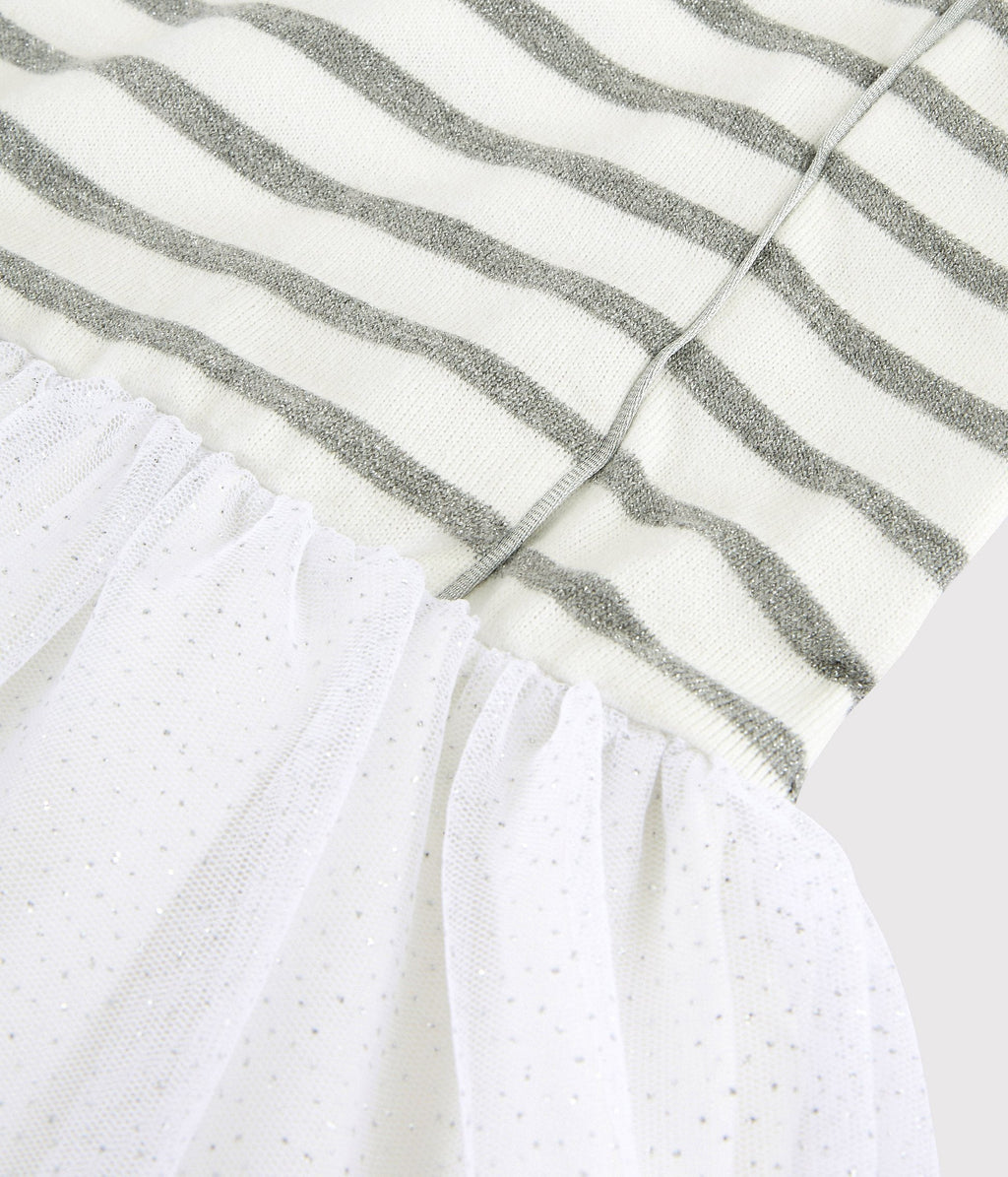 Vestido Mangas Cortas - Marshmallow / Plata - Niña