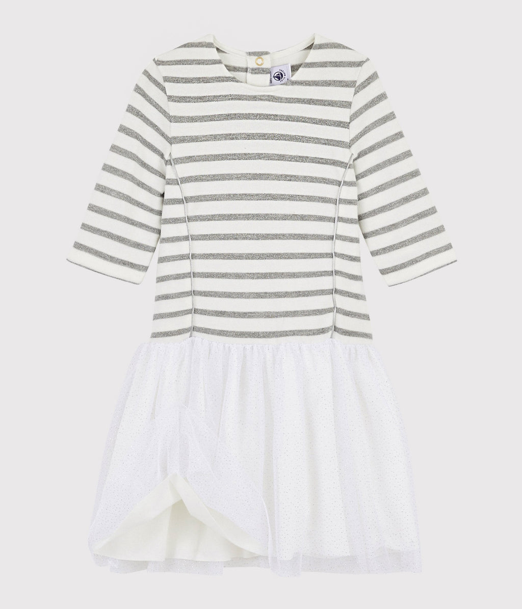 Vestido Mangas Cortas - Marshmallow / Plata - Niña