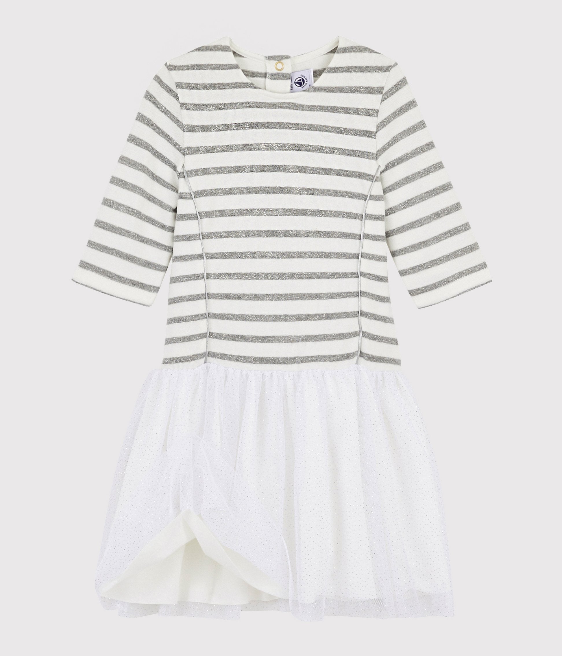 Vestido Mangas Cortas - Marshmallow / Plata - Niña