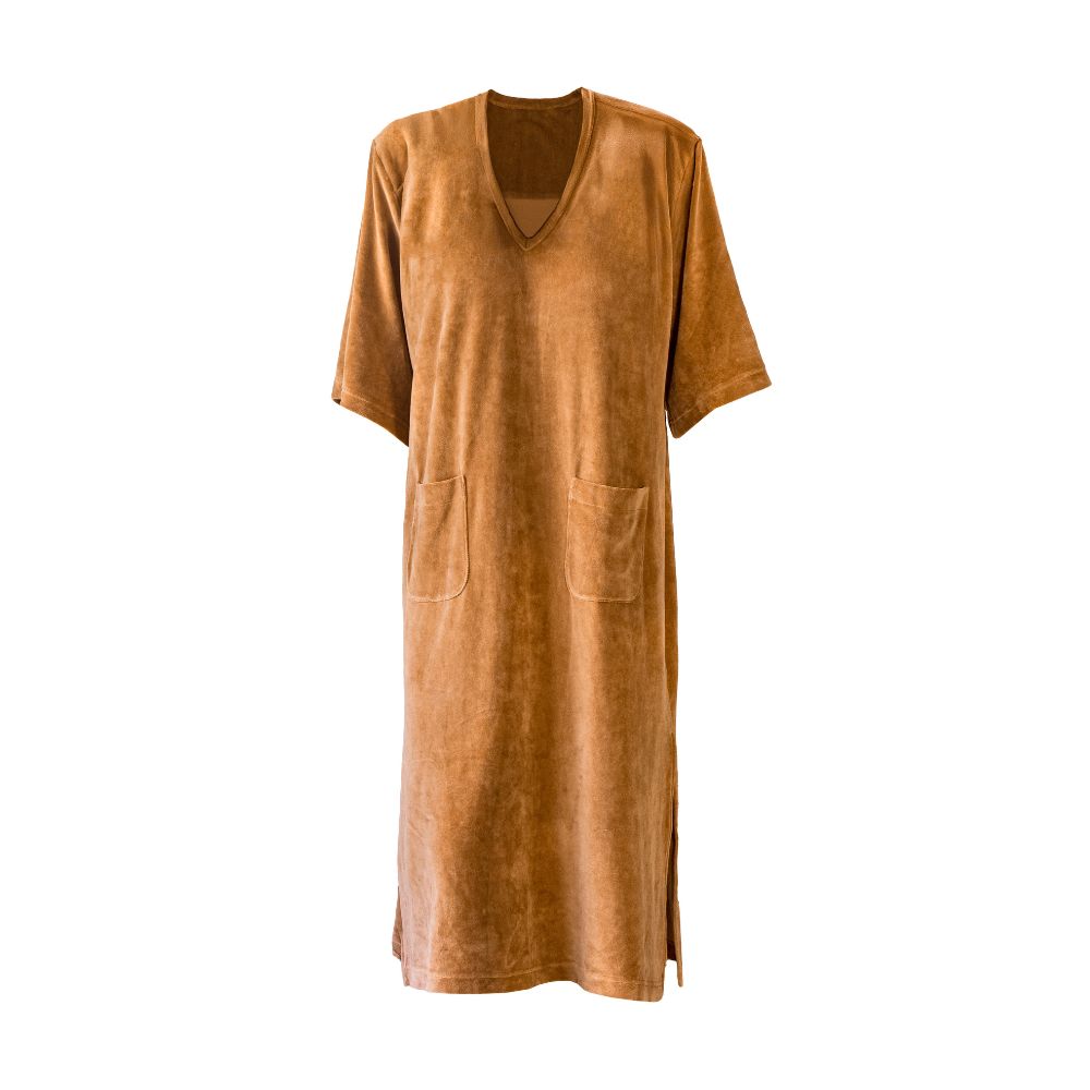 Vestido de terciopelo de rizo Cabane - Honey